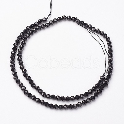 Natural Black Spinel Bead Strands G-P213-13-6mm-1