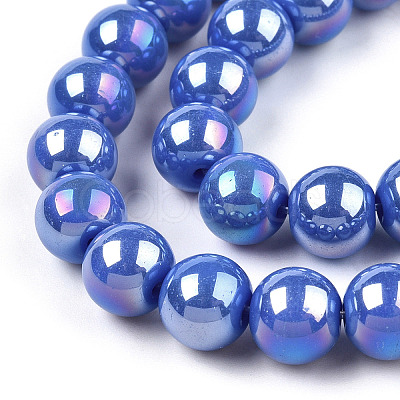 Electroplate Opaque Glass Beads Strands GLAA-T032-P8mm-AB11-1