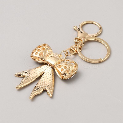 Alloy Rhinestone Pendant Keychain KEYC-WH0030-57-1