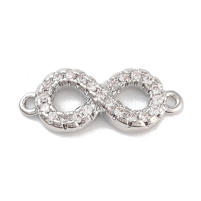 Brass Pave Clear Cubic Zirconia Infinity Connector Charms KK-M293-46P-1