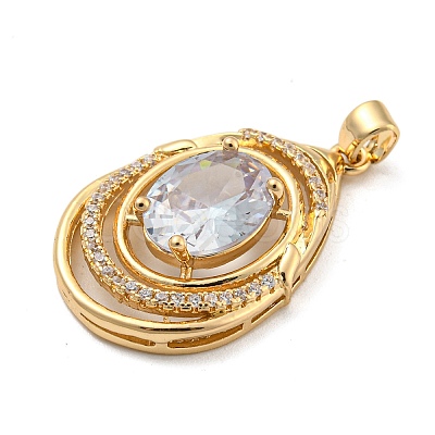 Brass Micro Pave Cubic Zirconia Pendants KK-P263-24KCG-01-1