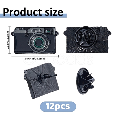 12Pcs Camara Enamel Pins JEWB-FH0002-92-1