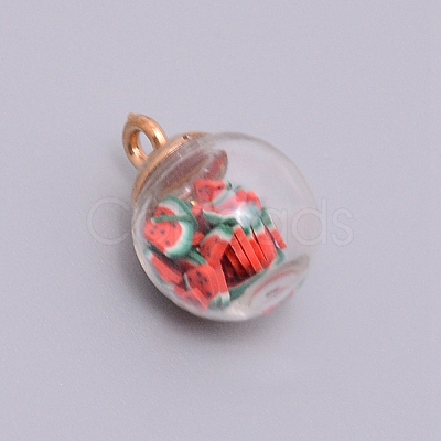 Transparent Glass Globe Pendants GLAA-WH0026-01G-1