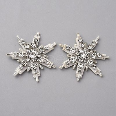 Glass Crystal Rhinestone Sew on Cloth Patches PATC-WH0008-226D-1