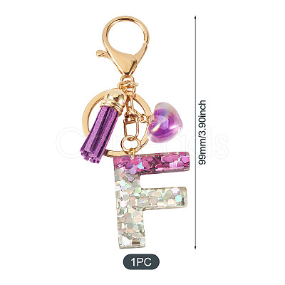 Alloy Resin Heart Keychains KEYC-TADJ0002-01G-F-1
