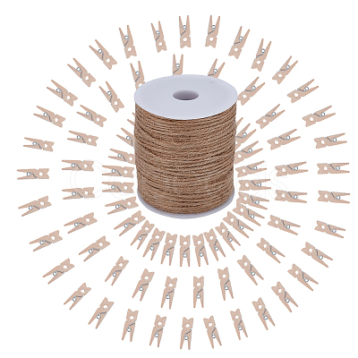 100Pcs Natural Wooden Craft Pegs Clips AJEW-SP0003-48B-1