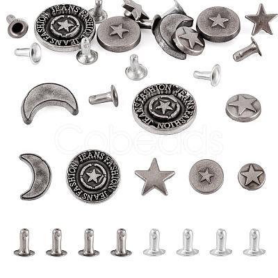 50Pcs 5 Styles Alloy River Studs FIND-TA0009-59-1
