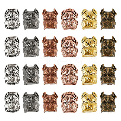 24Pcs 6 Colors Alloy Puppy Beads FIND-DR0001-21-1