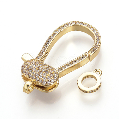 Brass Micro Pave Cubic Zirconia Lobster Claw Clasps ZIRC-S058-06G-1