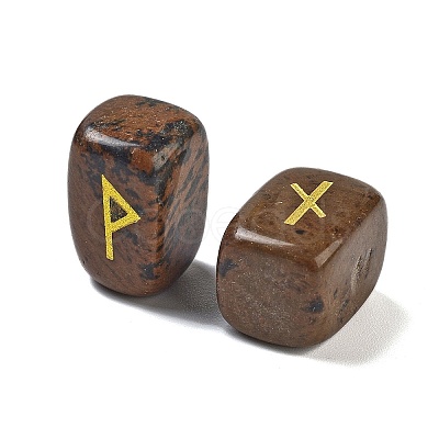 Rectangle Natural Mahogany Obsidian Rune Stones G-Z059-01I-1