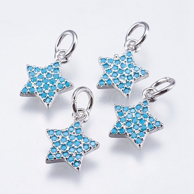 Brass Micro Pave Cubic Zirconia Charms RB-I077-21P-RS-1