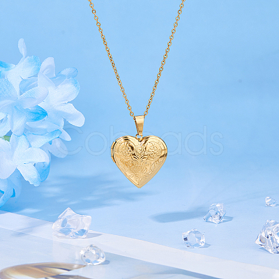 304 Stainless Steel Heart Locket Pendant Necklaces for Photo NJEW-WH0020-97A-1