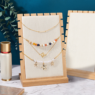 2 Sets Bamboo Wood Multiple Necklace Display Stands NDIS-PH0001-10B-1