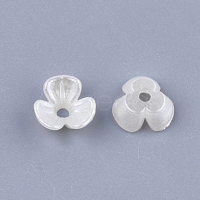 3-Petal ABS Plastic Imitation Pearl Bead Caps OACR-T018-01-1