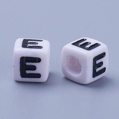 Acrylic Horizontal Hole Letter Beads PL37C9129-E-1