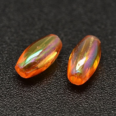 AB Color Plated Rice Electroplated Eco-Friendly Transparent Acrylic Beads PACR-I002-16-1