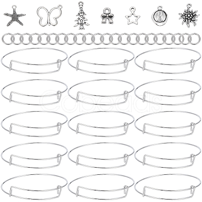 DIY Adjustable Iron Expandable Bangle Making Kits DIY-BM0001-14P-1