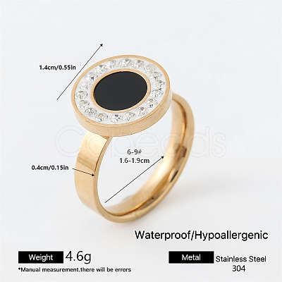 304 Stainless Steel Rhinestone Finger Rings for Couple CR2067-4-1