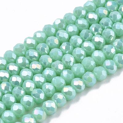 Electroplate Glass Beads Strands EGLA-A034-P6mm-B16-1