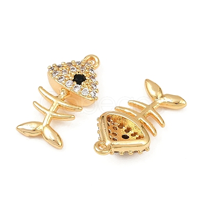 Ocean Theme Brass Micro Pave Cubic Zirconia Charms KK-F902-08M-G-1
