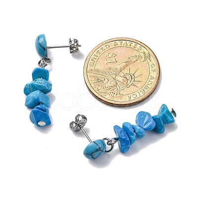Natural Mixed Stone Dangle Stud Earrings EJEW-JE06371-1