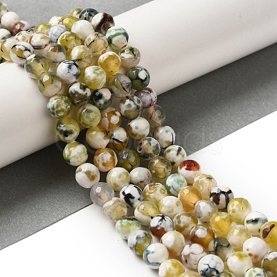 Dyed & Heated Natural Fire Crackle Agate Beads Strands G-P539-B01-23-1