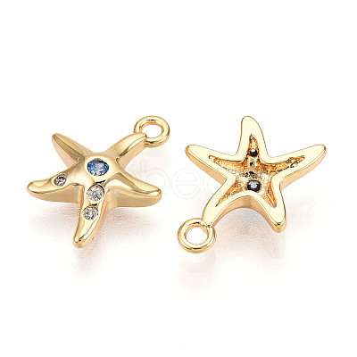 Brass Micro Pave Cubic Zirconia Charms KK-N261-99G-1