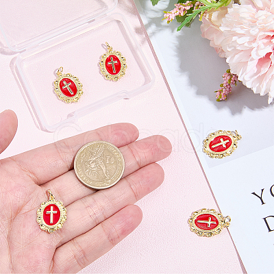 6Pcs Brass Enamel Pendants KK-BBC0019-83-1