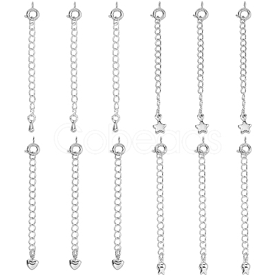 12Pcs 4 Styles Brass Curb Chain Extender KK-HS0015-33P-1