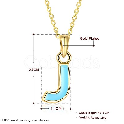 Fashion Tin Alloy Enamel Initial Pendant Necklaces NJEW-BB20973-J-1