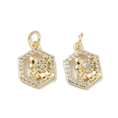 Brass Micro Pave Cubic Zirconia Pendants KK-D235-19G-04-1
