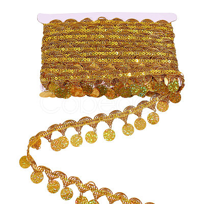 Polyester Metallic Thread Lace Tassel Ribbons OCOR-WH0108-42B-1