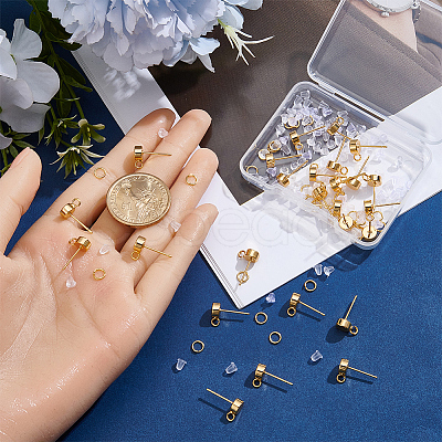 Brass Stud Earring Findings KK-CN0003-42G-1