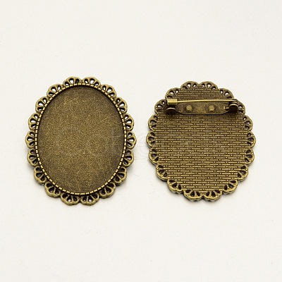 Vintage Alloy Brooch Cabochon Bezel Settings X-PALLOY-N0085-29AB-NF-1