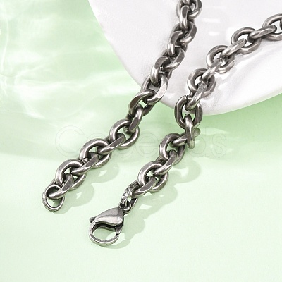 Vintage 304 Stainless Steel Figaro Chain Cable Chain Necklaces NJEW-C115-03AS-1