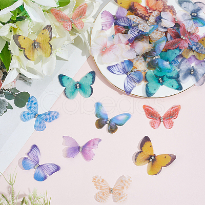 60Pcs 12 Styles 3D Gauze Butterfly Ornament Accessories FIND-SP0020-64D-1