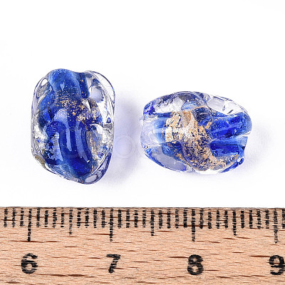 Handmade Gold & Silver Foil Glass Beads FOIL-N030-02C-1