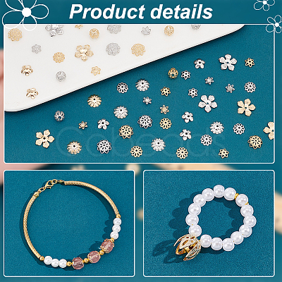 64Pcs 16 Style Brass Bead Caps KK-PH0005-38-1