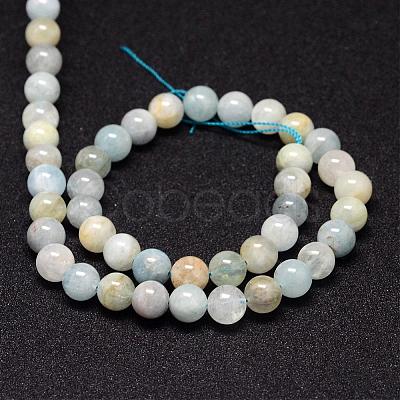 Natural Aquamarine Beads Strands G-P132-10-8mm-1