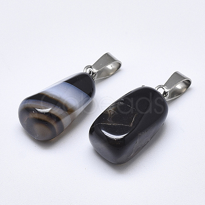 Natural Banded Agate/Striped Agate Pendants G-T122-20G-1