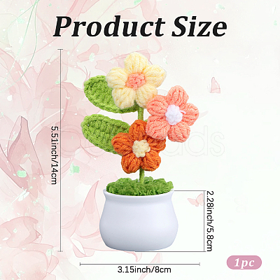 1Pc Hand Knitted Potted Plants Crochet Flower DJEW-SC0001-15C-1