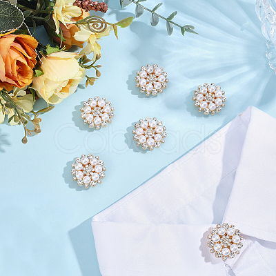 6Pcs Flower Alloy Plastic Cufflinks FIND-CY0001-65B-1