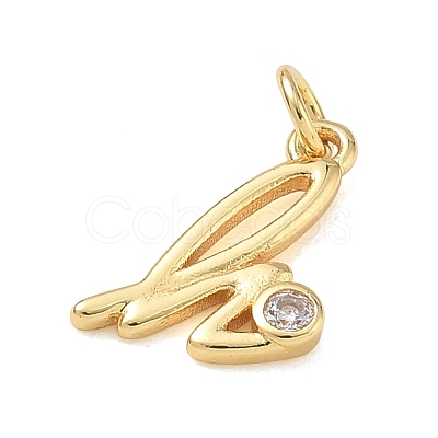 Brass Micro Pave Clear Cubic Zirconia Charms KK-D289-66G-H-1
