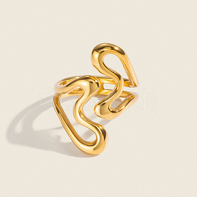 Irregular 304 Stainless Steel Cuff Open Rings for Women LD5997-1