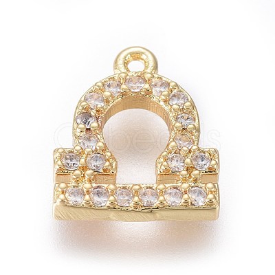Golden Plated Brass Micro Pave Cubic Zirconia Charms ZIRC-L075-51G-1