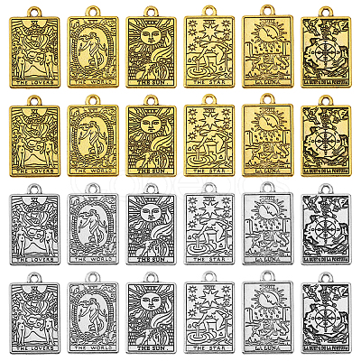 24Pcs 12 Styles Rack Plating Alloy Pendants FIND-CA0008-17-1