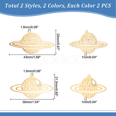 8Pcs 4 Style 201 Stainless Steel Pendants STAS-UN0033-95-1