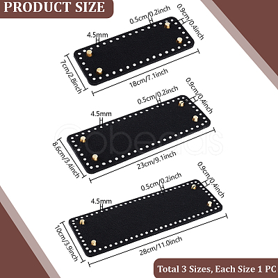 3Pcs 3 Sizes Rectangle Felt Bag Bottom FIND-WH0139-517A-1