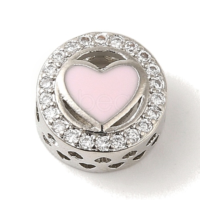 Rack Plating Brass Micro Pave Clear Cubic Zirconia with Enamel Beads KK-P267-17P-1