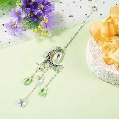 Moon & Star Alloy Hanging Ornaments HJEW-TADJ0023-1